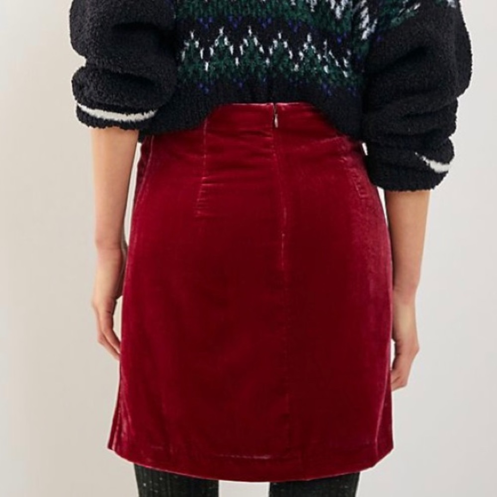 Anthropologie Monti Velvet mini skirt Raspberry